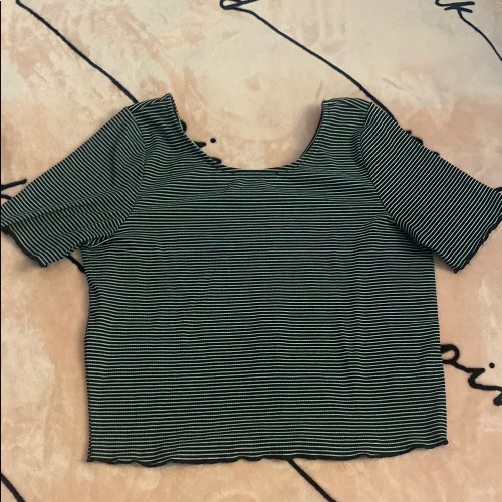 GB Girls Black and White Striped Short Sleeve Top